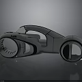 Modern Futuristic Motorcycle With Sleek Streamlined Body And Unique Wheel Design