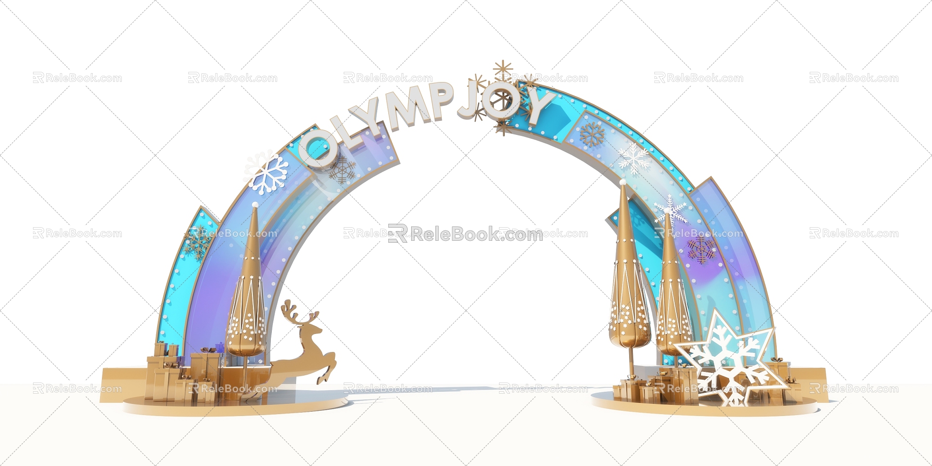 Christmas Theme Meichen Door Head Christmas Ice and Snow Theme 3d model