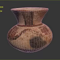 Ancient Orange Red Ceramic Vessel With Painted Striped And Geometric Designs 3d model