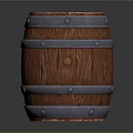 Rustic Wooden Barrel With Metal Hoops And Textured Wood Staves