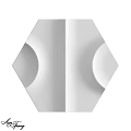 Decorative Wall Design With Hexagonal Pattern And Circular Gray White Elements