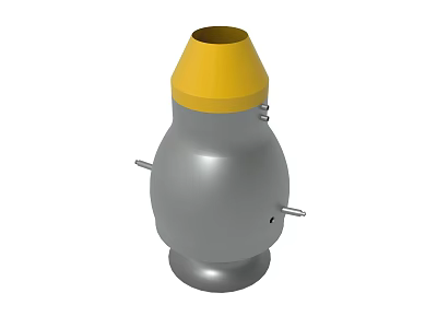 Gray Mechanical Component With Yellow Top Silver Base And Metal Rods 3d model