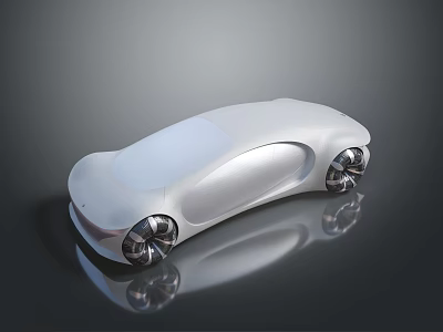 Futuristic White Car With Sleek Design Smooth Body Large Rims And Reflective Surface 3d model