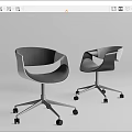 Modern Office Chair With Curved Backrest Fabric Seat And Metal Base Wheels