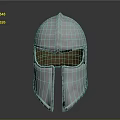 Medieval Weapon Helmet in Silver with Face Mask and Decorative Side Holes