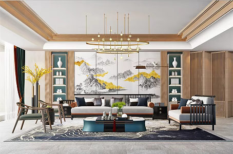 New Chinese Living Room 3d model