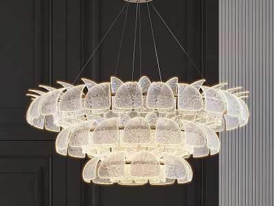 Modern Elegant Crystal Chandelier With Layered Petal Shaped Transparent Glass Design 3d model