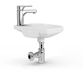 Modern Bathroom Accessories Featuring White Ceramic Basin With Chrome Faucet And Drain Pipe Fixture