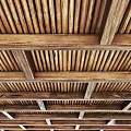 Wooden Ceiling With Beam And Slat Structure 3d model