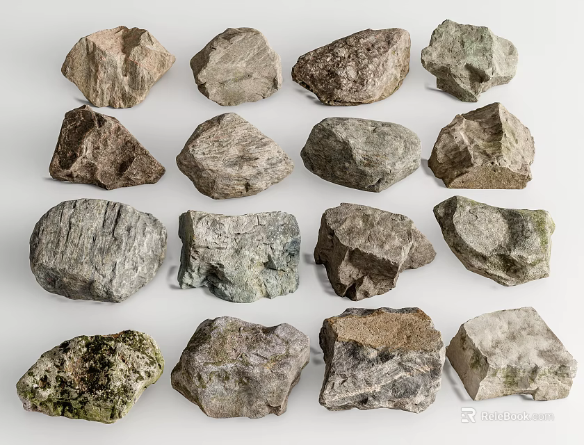 Natural Stone and Wood Decorative Materials with Various Textures and Shapes 3d model 