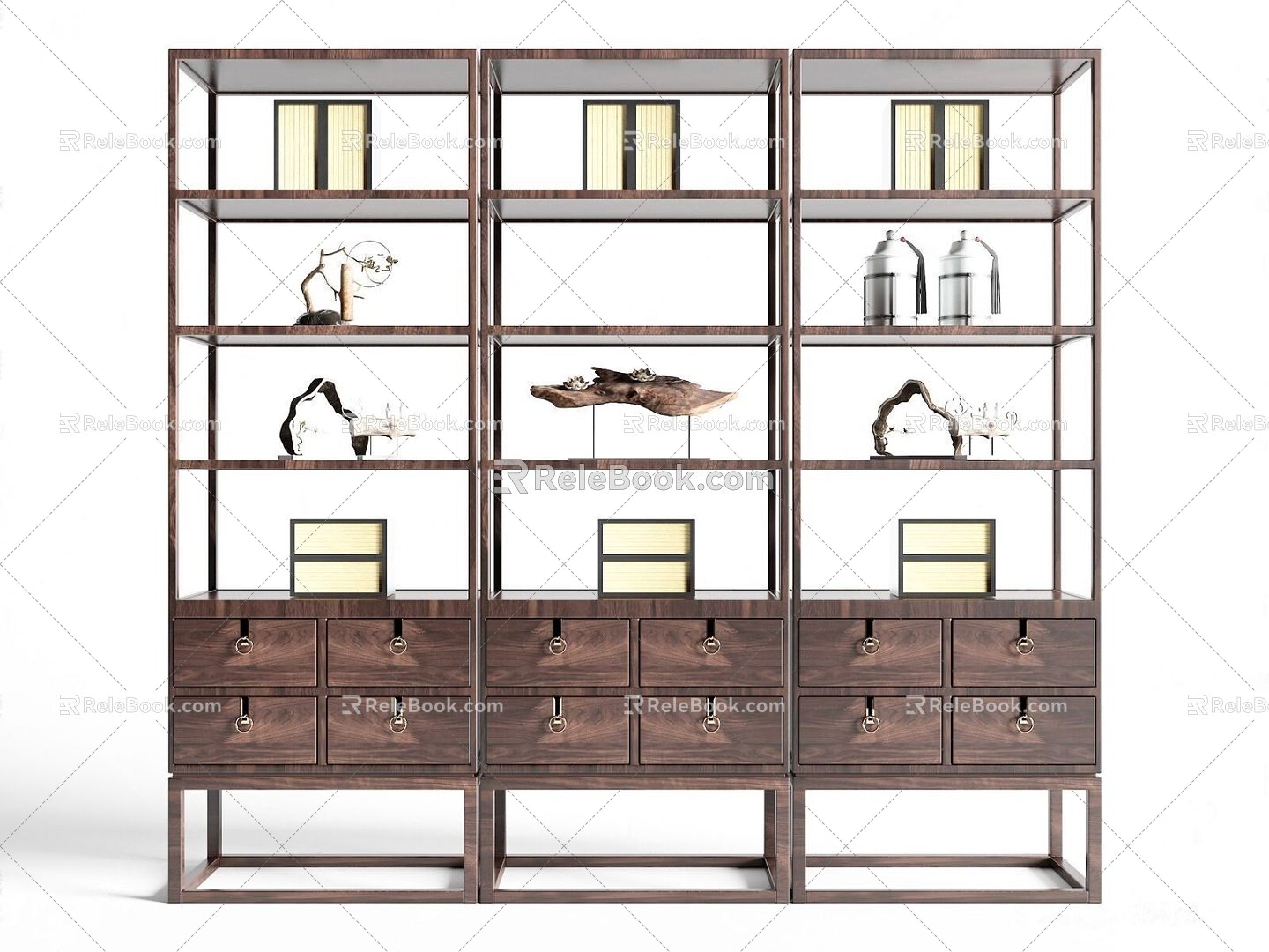 Yunshui Tanxin New Chinese Bookshelf 3d model