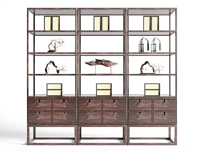 Yunshui Tanxin New Chinese Bookshelf 3d model