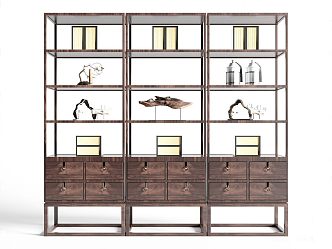 Yunshui Tanxin New Chinese Bookshelf 3d model