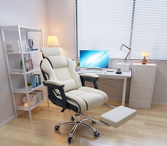 Computer Desk and Chair Office Desk and Chair Ornaments Combination 3d model