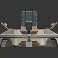 Futuristic Sci Fi Machinery Structure With Central Cube Circular Base And Metal Components 3d model