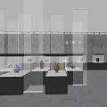 Well Lit Exhibition Hall Interior With Glass Display Cases And Cultural Artifacts