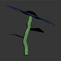 Blue Flower Plant With Mesh Petals And Green Stem On Dark Background