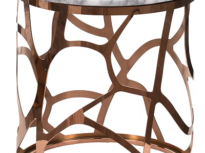 Modern Round Side Table With Marble Top And Intricate Metal Frame Design 3d model