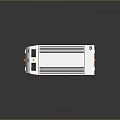 White Industrial Transport Vehicle With Large Wheels Roof Grilles Orange Stripes And Yellow Lights