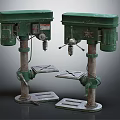 Vintage Green Industrial Drill Press Furniture Two Units With Metal Base