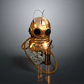 Vintage Copper Diving Helmet Retro Fashion Clothing Accessory With Glass Visor