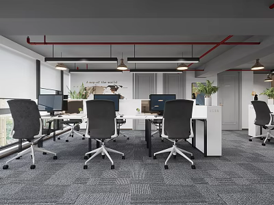modern public office area office area 3d model