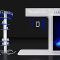 Modern Exhibition Display Stands With Circular Shelf And Digital Logo Screen 3d model