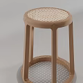 Modern Minimalist Solid Wood Stool With Handwoven Rattan Seat For Home Dining And Living Spaces