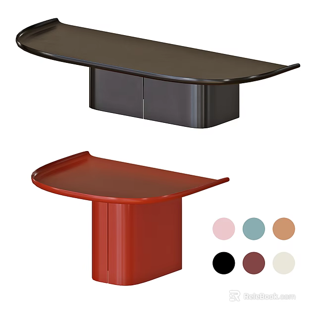 Modern Console Table With Curved Top And Multiple Color Options For Home Decor 3d model