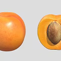 Fresh Ripe Orange Whole and Halved Apricot with Visible Seed