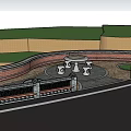 Scenic Garden Landscape Design With Curved Road Circular Paving And Stone Seats