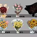 Assorted Vase Flowers Including Red Roses Pink Roses Calla Lilies Tulips Chrysanthemums and Sunflowers