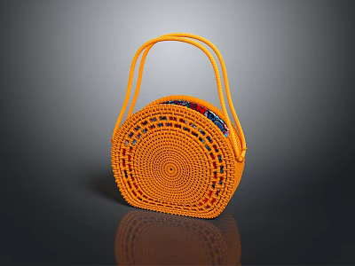 Orange Woven Handbag With Round Shape And Comfortable Handle For Daily Use 3d model