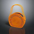 Orange Woven Handbag With Round Shape And Comfortable Handle For Daily Use