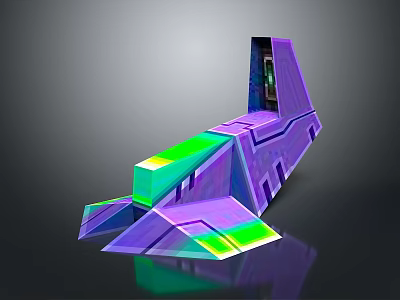 3D Polygonal Sculpture With Colorful Purple Green Reflective Surfaces And Abstract Design 3d model