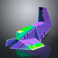 3D Polygonal Sculpture With Colorful Purple Green Reflective Surfaces And Abstract Design