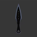 Tactical Knife With Blue Glowing Edges And Black Handle Hole Design 3d model