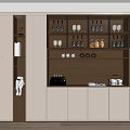 Modern Wine Cabinet With Glass Doors Wine Bottles Glasses And Built In Lighting