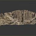 Layered Terrain With Vertical Columnar Textures And Brown Copper Colors Geological Formation
