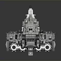 Metallic Warship Model Featuring Intricate Mechanical Structure Turret Details And Reflective Surface 3d model