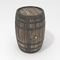 Rustic Vintage Wooden Barrel Decorative Ornament with Wooden Staves and Metal Hoops for Home Decor