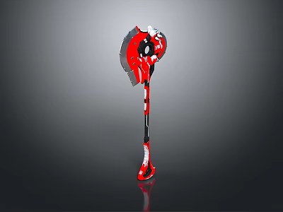 Modern Red And Black Axe Weapon Design With Decorative Handle And Sharp Blade 3d model