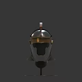 Antique Roman Helmet With Red Feather Crest On Brass Stand
