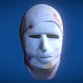 Game Movie Character With White Bandaged Mask And Bloodstains Against Blue Background