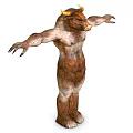 Mythical Horned Humanoid Creature Character With Muscular Body And Extended Arms