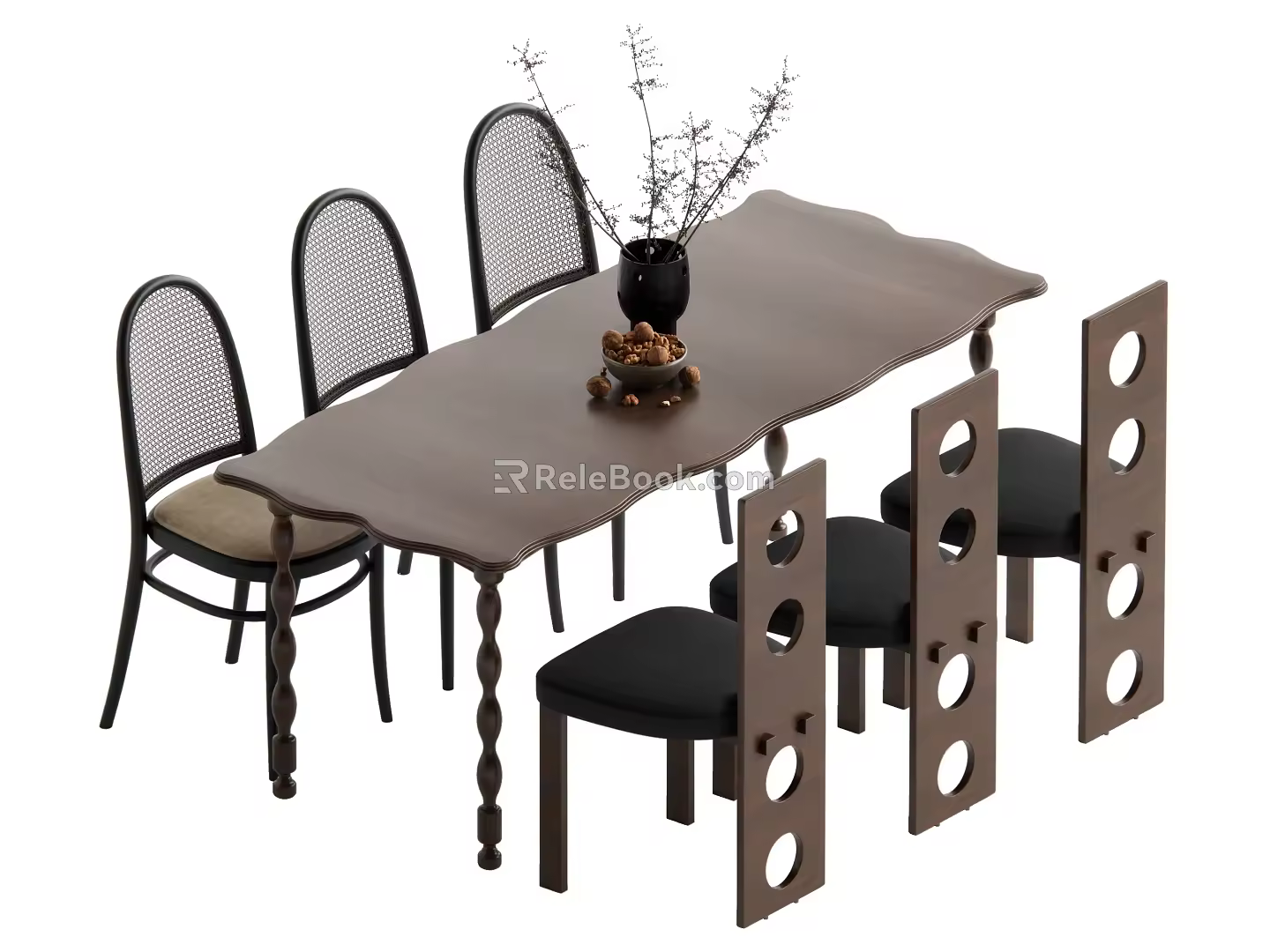 Dining table and chair combination 3d model