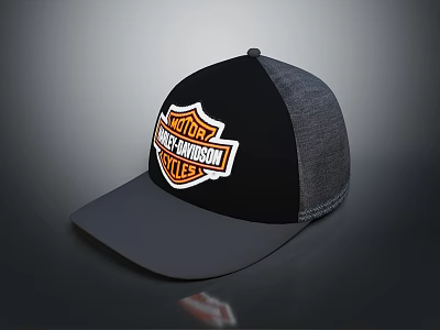 Harley Davidson Black Gray Baseball Cap With Stylish Logo Design 3d model