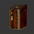 Elegant Red Weapon Storage Box With Intricate Gold Decorations And Classic Design