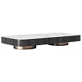 Modern Coffee Table Design With Marble Veined Top Black Frame And Gold Base