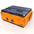 Heavy Duty Industrial Orange Equipment With Black Top Metal Railings And Circular Sides